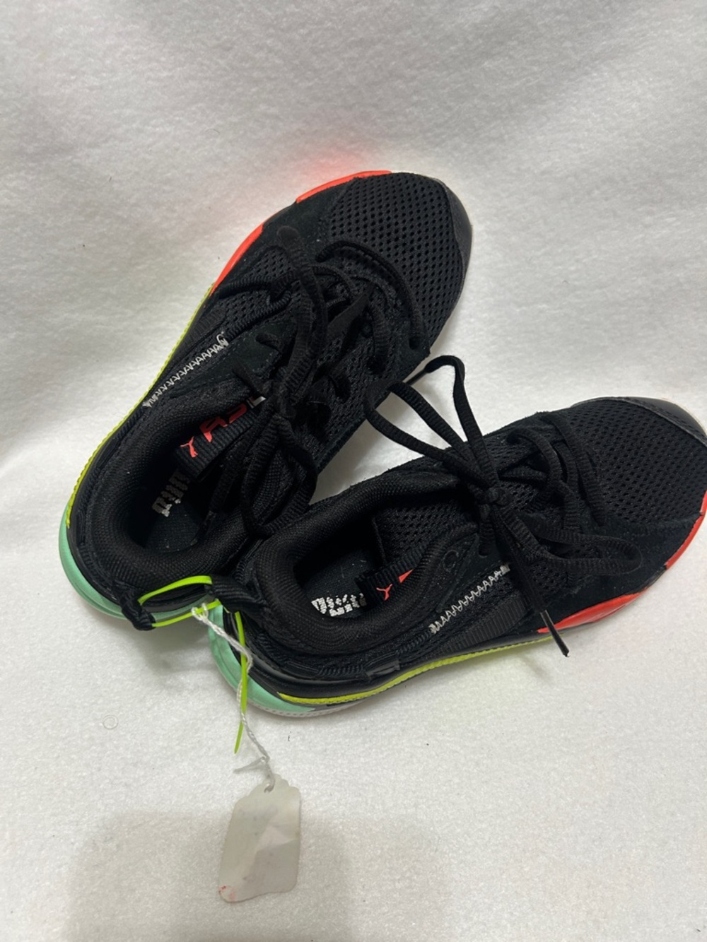 Puma Kids Black Sneakers with Neon Green and Orange Accents - Picture 2 of 3